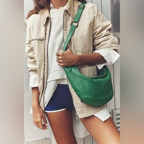 Free People Handbags - NWT FREE PEOPLE Idle Hands Sling Leather Bag | Putt Putt Green MSRP $98